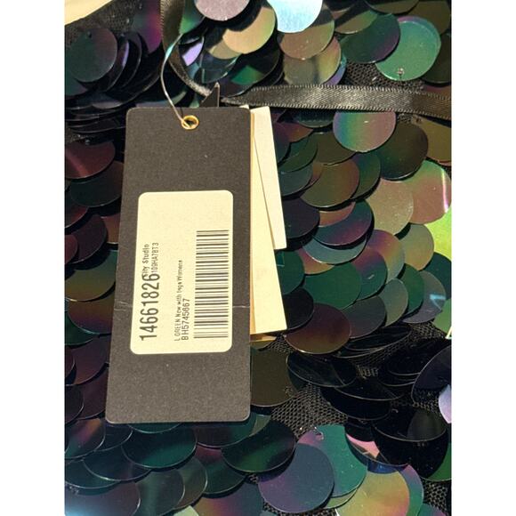 City Studio Green Iridescent Giant Sequin Mini Dress L NWT - Picture 3 of 4